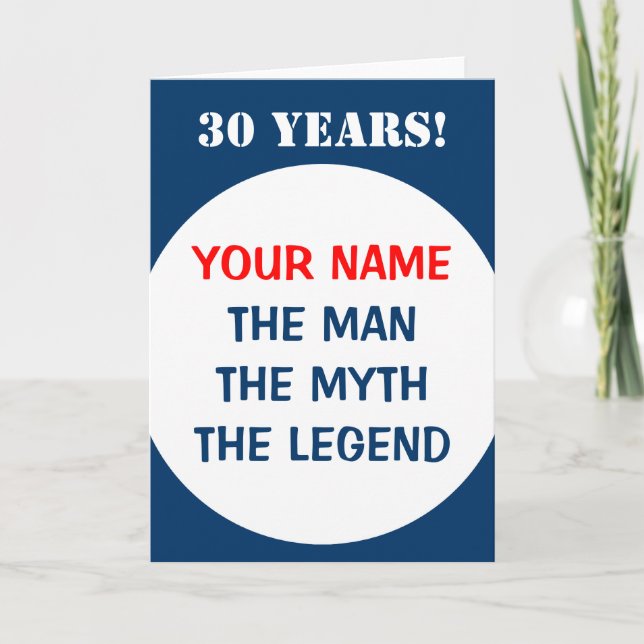 30th Birthday card for men | The man myth legend (Front)