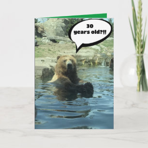 30th Birthday Card With Bear Customize