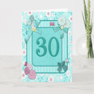 30th birthday card with flowers