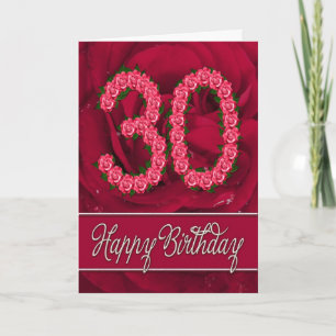 30th birthday card with roses and leaves