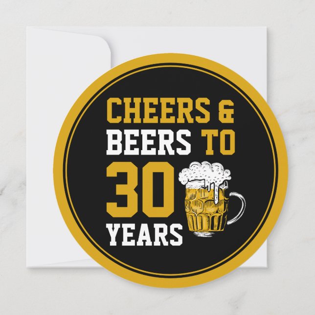 30th Birthday Cheers and Beers to 30 Years Modern Invitation (Back)