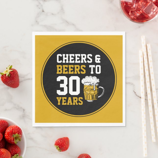 30th Birthday Cheers & Beers to 30 Years Napkin (Insitu)
