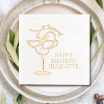 30th Birthday Cheers Thirtieth Personalized Name Foil Napkins<br><div class="desc">30th Birthday Cheers Thirty Thirtieth Birthday Personalized Name Real Foil Stamped Paper Napkins features the text "Cheers 30" with your personalized name and custom text such as "Happy Birthday" in modern calligraphy script typography and accented with a cocktail glass. Perfect for thirtieth birthday parties and cocktail parties. Created by Evco...</div>
