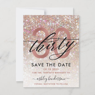 30th Birthday Chic Glitter Ombre Save The Date