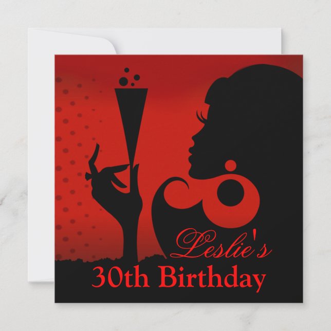 30th Birthday Cocktail Party red Invitation (Front)