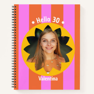 30th birthday colourful photo name trendy cute notebook