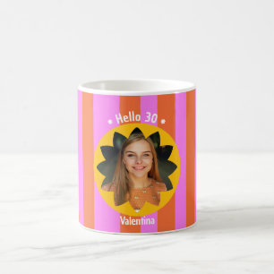 30th birthday colourful photo pink yellow trendy coffee mug