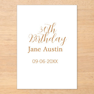 30th birthday copper brown simple stylish name dat acrylic invitations