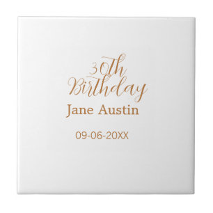 30th birthday copper brown simple stylish name dat tile