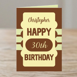 30th birthday custom name brown yellow card