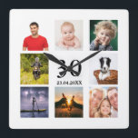 30th birthday custom photo collage guy square wall clock<br><div class="desc">A wall clock as a gift for a 30th birthday for a guy,  celebrating his life with a collage of 8 of your own photos.  Personalize and add age 30,  and a date.  Date of birth or the date of the anniversary.  Black coloured letters.  White background.</div>
