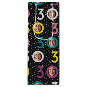 30th Birthday Customize Photo Wine Gift Bag