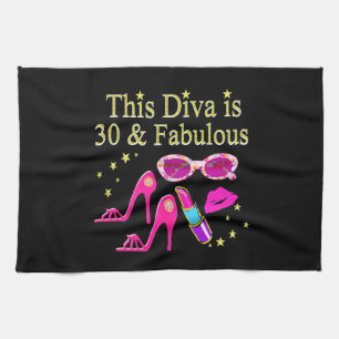 30TH BIRTHDAY DAZZLING DIVA DESIGN KITCHEN TOWEL