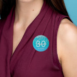 30th birthday diamonds glitter teal blue green 2 inch round button<br><div class="desc">An elegant, glamourous and girly 30th birthday party button. Teal, blue green coloured faux glitter with faux diamond sprinkle and a golden frame. Templates for a name, age 30 and a date. Date of birth or the date of the party/anniversary. White and teal coloured letters. The name is written with...</div>