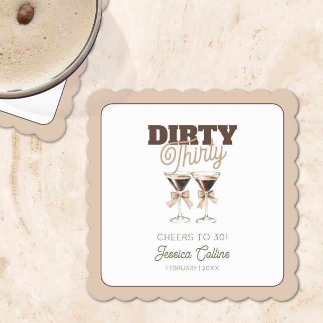 30th Birthday Dirty Thirty Espresso Martini Party Paper Coaster (30th Birthday Dirty Thirty Espresso Martini Party Paper Coaster)