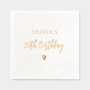 30th Birthday Elegant Modern Heart Gold Foil Napkins