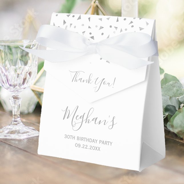 30th Birthday Elegant Silver Confetti White Favor Box (Creator Uploaded)