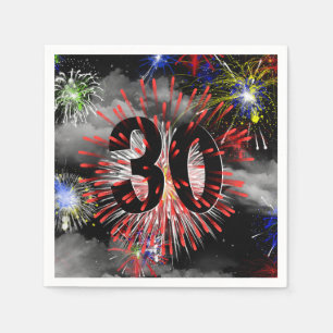 30th Birthday Fireworks In Clouds Napkin