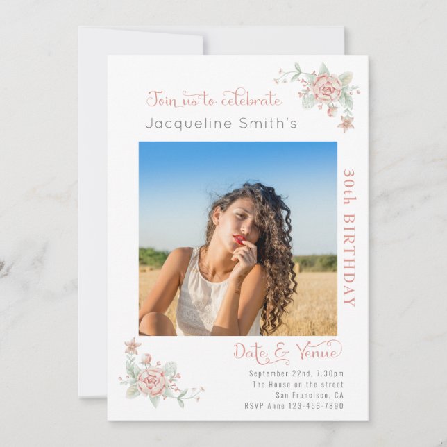30th Birthday Floral Invitation (Front)