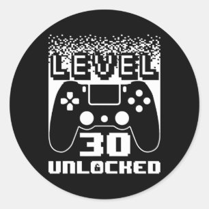 30th Birthday For Men Level 30 Unlocked Gamer 30 Y Classic Round Sticker