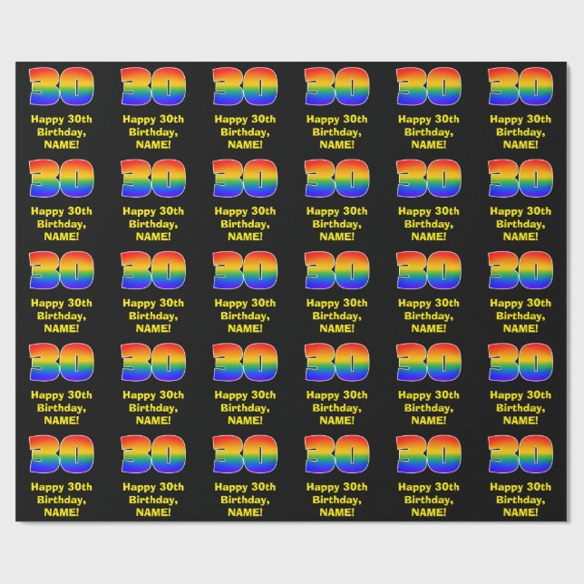 30th Birthday: Fun, Colourful Rainbow Inspired # 3 Wrapping Paper (Flat)
