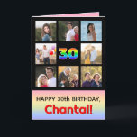 30th Birthday: Fun Rainbow #, Custom Photos   Name Card<br><div class="desc">The front of this upbeat and fun birthday-themed greeting card design features the number “30“ with a vibrant multicolored rainbow spectrum inspired gradient pattern, along with the message “HAPPY 30th BIRTHDAY, ” and a custom recipient name. Surrounding the rainbow-patterned number on the front are some photos that can be personalized,...</div>