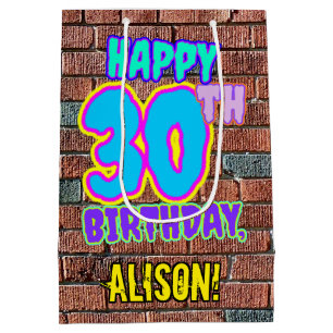 30th Birthday: Fun, Urban Graffiti Inspired Look Medium Gift Bag