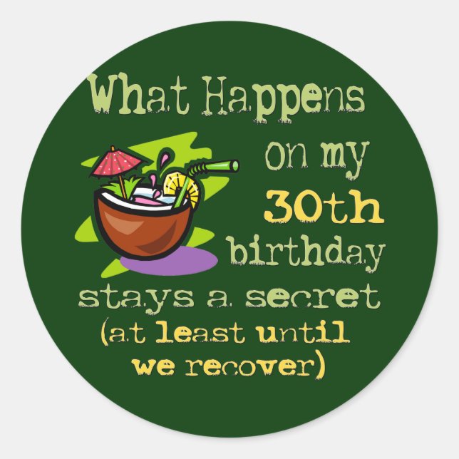 30th Birthday Gifts Classic Round Sticker (Front)