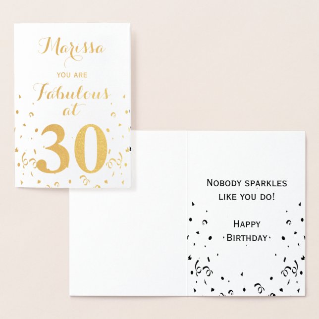 30th Birthday Gold Foil Fabulous at 30 Foil Card (Display)