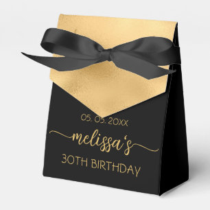30th Birthday Gold Foil Monogram Name Script  Favor Box