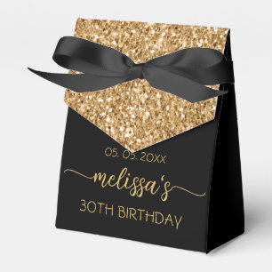 30th Birthday Gold Glitter Monogram Name Script Fa Favor Box