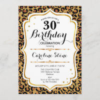 30th Birthday - Gold Leopard Print