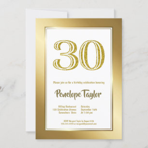 30th Birthday Gold Party Invitation