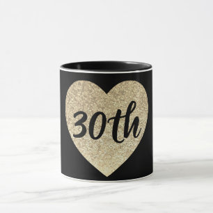 30th birthday gold sequin heart mug