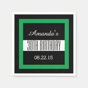 30th Birthday Green and Black Custom V01F2 Napkin