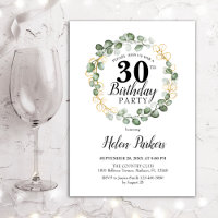 30th Birthday - Green Eucalyptus Foliage Wreath