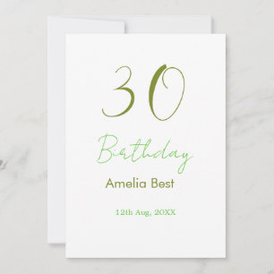 30TH BIRTHDAY GREEN NAME DATE BOLD RETRO PASTEL SI INVITATION