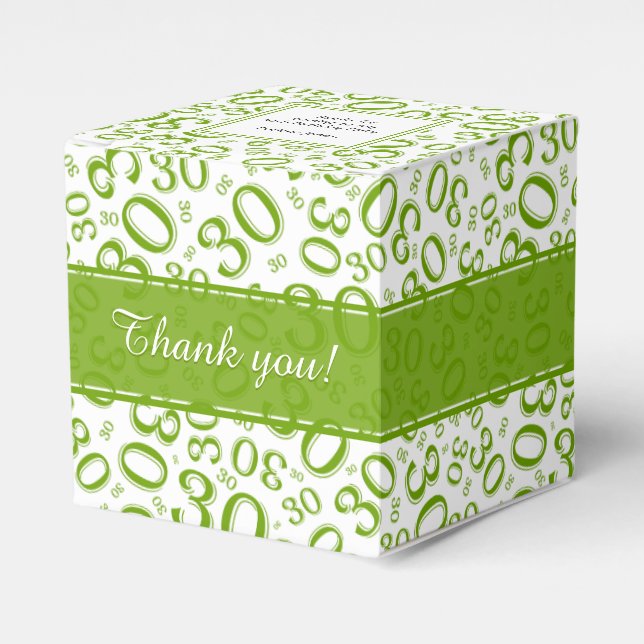 30th Birthday Green/White Random Number Pattern Favor Box (Front Side)