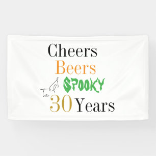 30th Birthday Halloween Cheers Spooky Party Banner