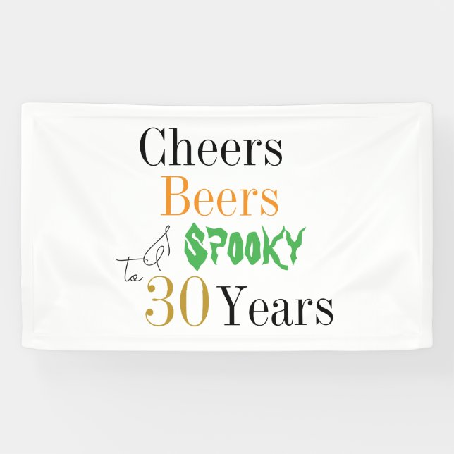 30th Birthday Halloween Cheers Spooky Party Banner (Horizontal)