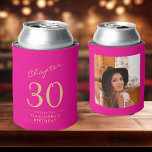 30th Birthday Hot Pink Gold Photo Template Can Cooler<br><div class="desc">Celebrate your loved one's birthday in style with a personalized hot pink and gold birthday can cooler featuring their favourite photo. Discover how this high-quality,  customizable cooler can elevate any birthday celebration and create a lasting impression for the birthday honoree.</div>
