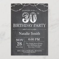 30th Birthday Invitation Chalkboard String Lights