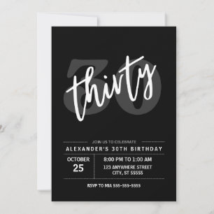 30TH BIRTHDAY INVITATION MODERN DIRTY THIRTY
