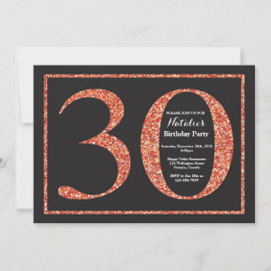 30th Birthday Invitation Orange Glitter Chalkboard