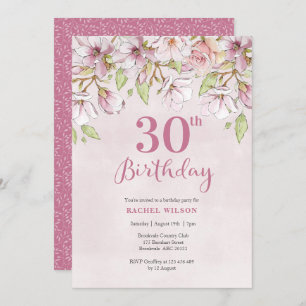 30th Birthday Invitation Pink Floral