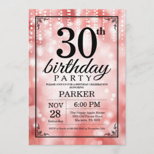 30th Birthday Invitation Red Glitter