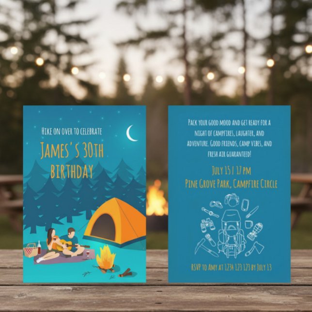 30th Birthday Invitation with Tourist Camp (Créateur téléchargé)
