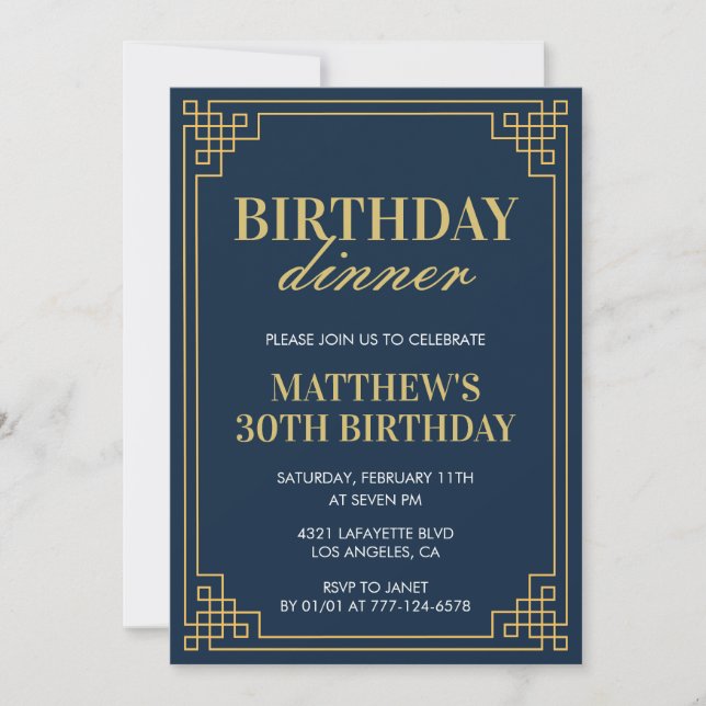 30th birthday invitations Birthday dinner Men (Front)