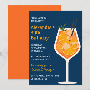 30th birthday invitations Cocktail Elegant Navy