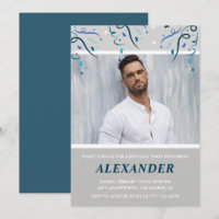 30th birthday invitations Men Confetti Photo Blue